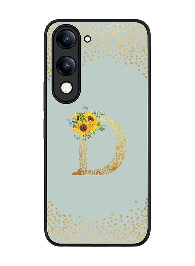 For vivo Y04 / Y29t 5G Case,Slim fit Camera Protection, Shockproof Thin Phone cover  - Custom Floral Monogram - D  (Light Grey )